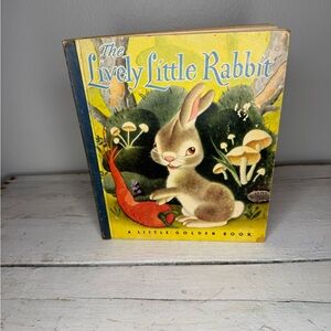 Vintage The Lively Little Rabbit Little Golden Book 1945, 3rd Printing Blue Spin